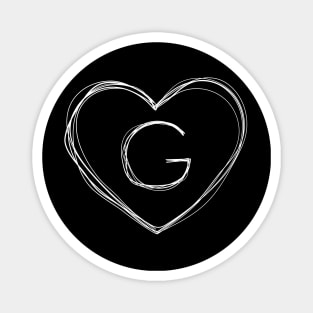 Letter G with heart frame in lineart style Magnet